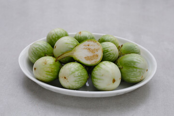 Thai green eggplant, fresh organic vegetables