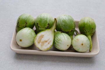Thai green eggplant, fresh organic vegetables