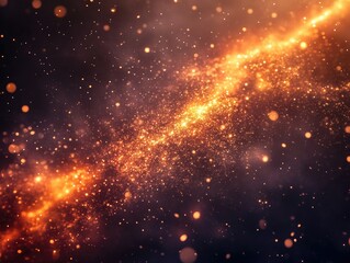 Fototapeta premium Sparkling cosmic dust trail, dark background, galaxy-like