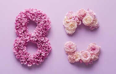 Fototapeta premium Floral Number Eight Design With Roses And Flowers