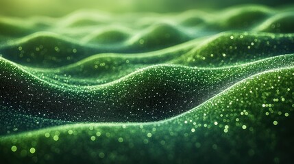 Abstract green wavy textured surface, digital landscape background
