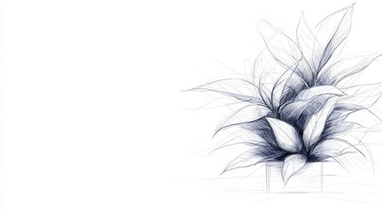 Obraz premium Pencil sketch of houseplant in pot, interior design concept, home decor, study, graphic, artwork