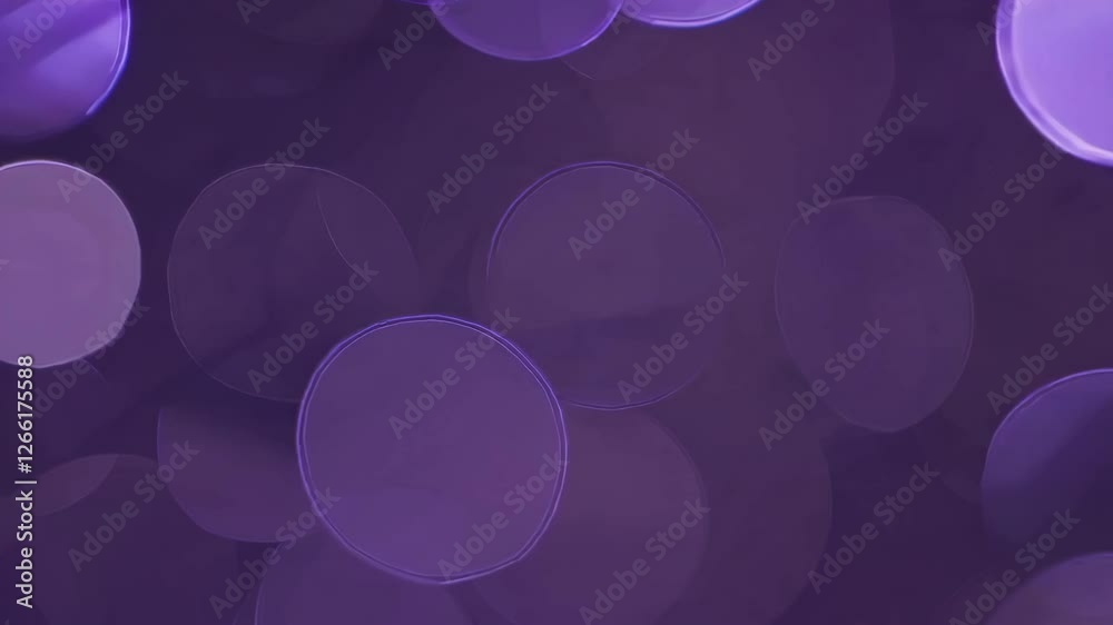 Poster purple glowing bokeh circles on a dark background, abstract light and texture concept