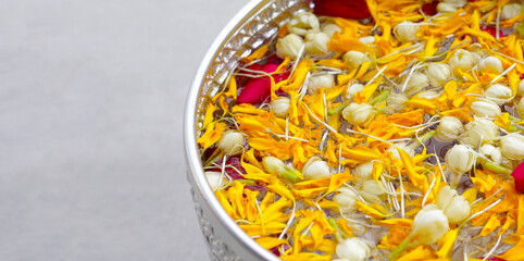 Water with flower, Songkran festival concept