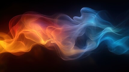 Abstract swirling colored smoke streams on black background