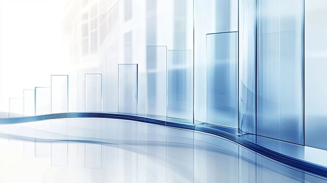 Abstract 3D glass graph symbolizing financial growth in a modern minimalistic design.