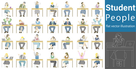 Fototapeta premium Flat vector illustration of school students