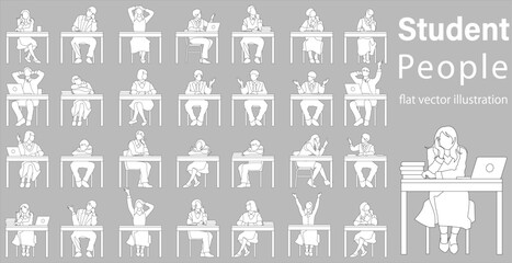 Flat vector illustration of school students