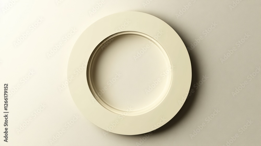 Poster Simple round plate placed against a neutral textured background creating a minimalist aesthetic for interior decoration. Generative AI
