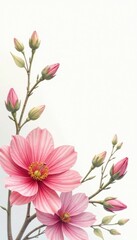 Obraz premium Delicate watercolor blooms on soft white background , garden, watercolor