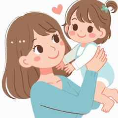 vector illustration of mother and child
