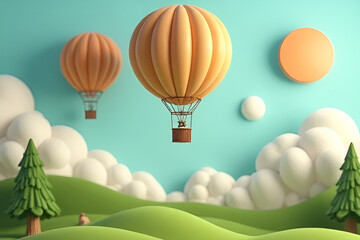 Obraz premium Vintage hot air balloon floating through the sky