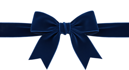 Navy Blue Velvet Bow Ribbon Transparent Background Premium HD