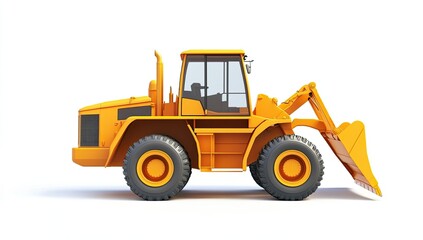 Fototapeta premium Yellow Wheel Loader Construction Vehicle Isolated