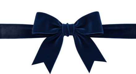 Navy Blue Velvet Bow Ribbon Transparent Background High Resolution