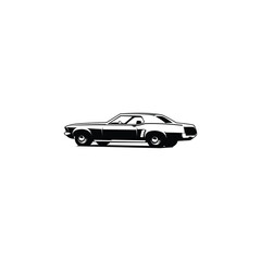 mustang grandle design. old vintage car isolated logo, badge, emblem. side view. available in eps 10