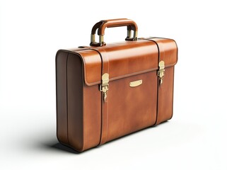 A Vintage Brown Leather Briefcase With Brass Clasps