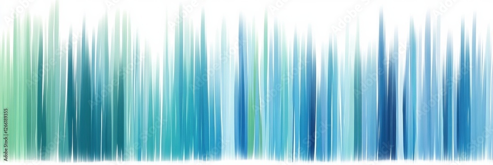 Poster vertical abstract lines evoke the essence of gentle spring rain in calming shades of blue and green.