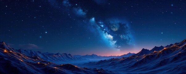 Elegant starry night sky with seamless geometric pattern and golden lines , decoration, abstract, luxury