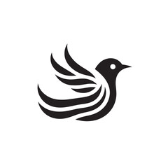 Fototapeta premium Stylized bird design, black silhouette.