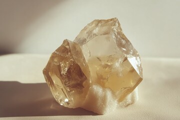 Translucent citrine crystal rests on a base of druzy