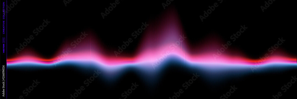 Wall mural sound wave equalizer of music soundwave spectrum, audio dynamic visualizer. vector music sound wave 