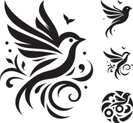 Fototapeta premium Stylized bird illustrations.