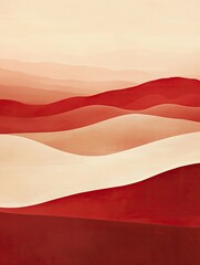 Naklejka premium Red desert dunes at sunrise, calm landscape, wallpaper