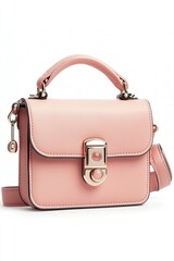 Elegant Pink Leather Handbag with Rose Gold Accents