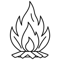 Campfire line art vector illustration 