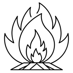 Campfire line art vector illustration 