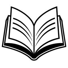 Book with pages turning line art vector illustration 