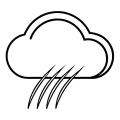 Cloud with curved rain lines line art vector illustration 
