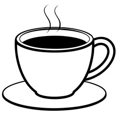 Cup of coffee line art vector illustration 