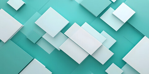 Obraz premium Abstract Design with Overlapping Teal and White Squares