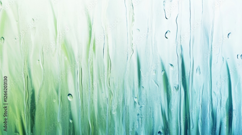 Poster vertical abstract lines evoke the essence of gentle spring rain in shades of blue and green. generat