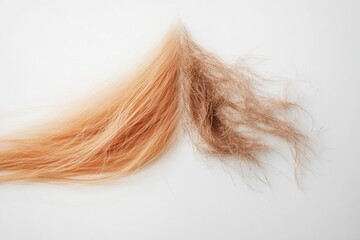 Naklejka premium Comparison of healthy hair strands alongside brittle damaged hair for analysis of hair health and texture. Generative AI