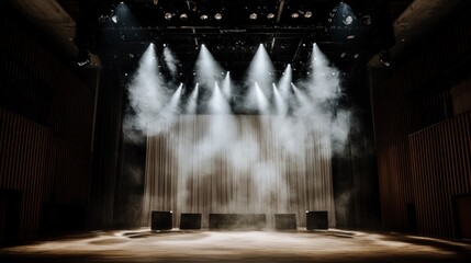 Dramatic Stage Lighting  Empty Concert Hall  Smoky Atmosphere  Show  Performance  Theatre