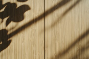 Soft Shadow Patterns Over Natural Wood Surface Creating a Serene and Tranquil Atmosphere