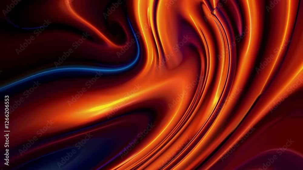 Poster Vibrant abstract liquid colors with smooth curves and glossy texture, digital art concept