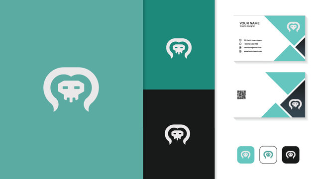 skull and goat horn logos, sports logos, esports logos, game logos and game developer logos, with including business card