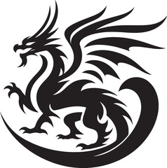 Obraz premium Stylized black dragon silhouette.