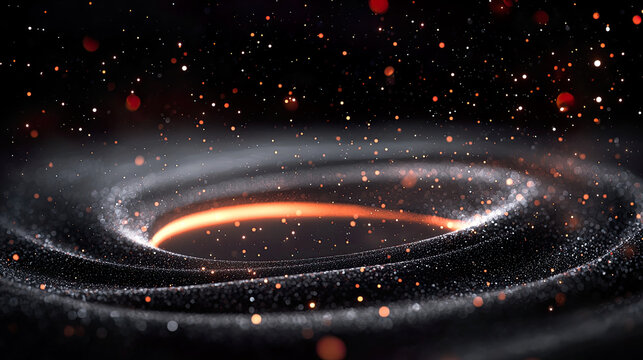 Particle storm digital background featuring glowing particles with swirling abstract wave effects and dynamic design.
