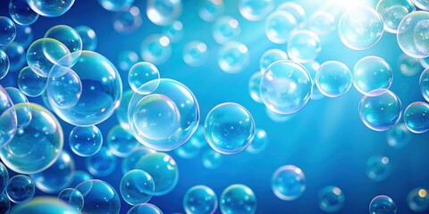 Soap foam bubbles on a vibrant blue background, clean, fresh, hygiene, suds, foam, soapy, bubbles, texture, background