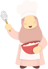 Cute Little Chef Mixing Dough