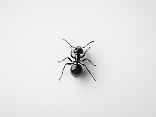 Fototapeta premium A Black Ant on a White Background