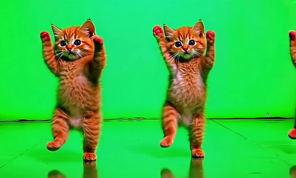 Dancing kittens green screen studio fun video