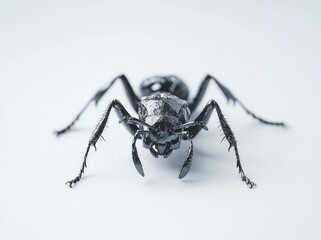 A Close Up View Of A Shiny Black Ant