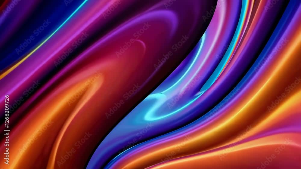 Poster abstract colorful flowing shapes with vibrant hues, dynamic art concept