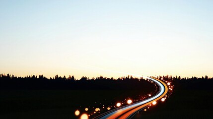 Obraz premium Dynamic Sunset Highway Speed Progress Light Trails Road Trip